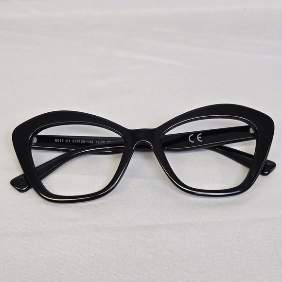 Cat Eye Plastic Eyeglass Frames, Black - Picture 10 of 10